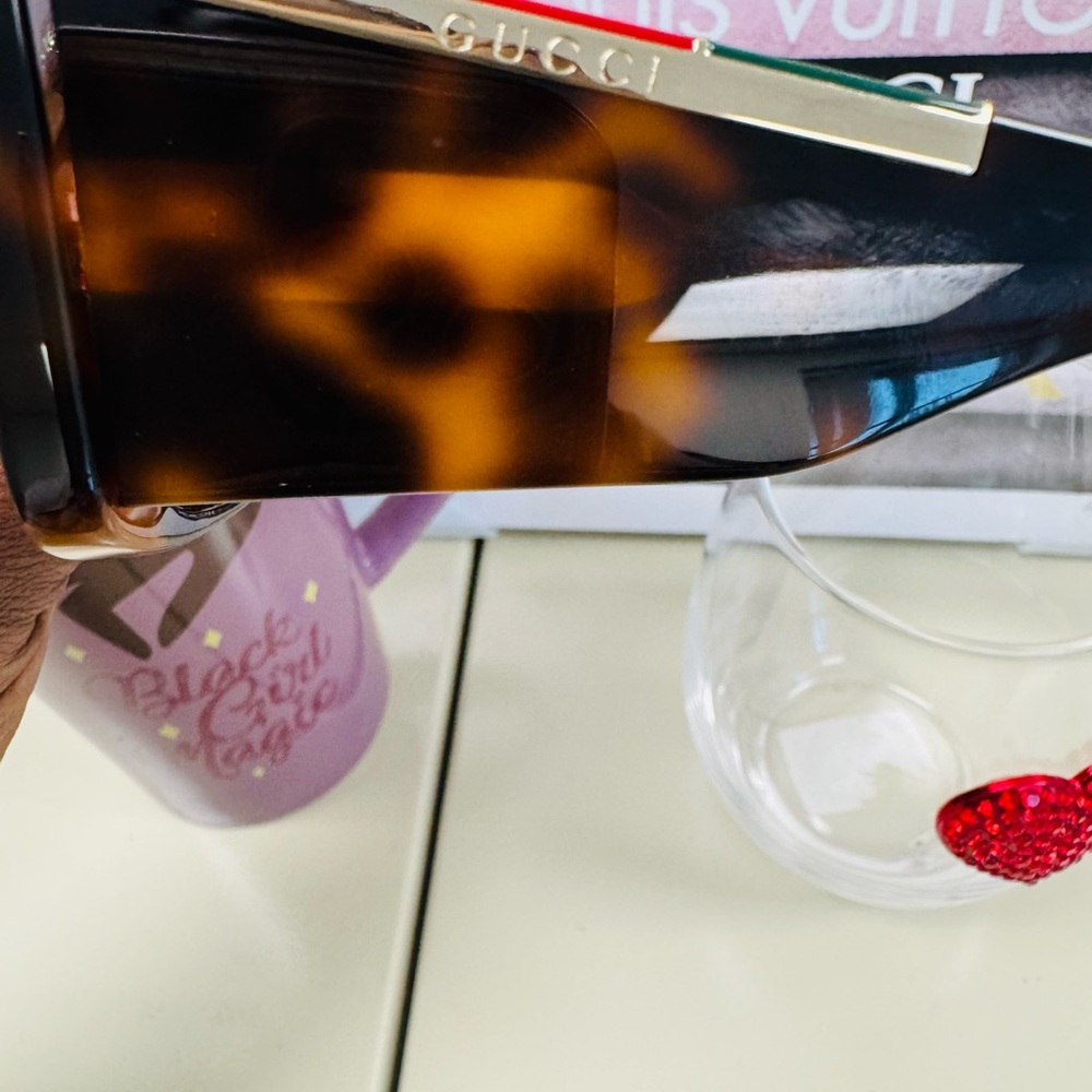 Gucci Brown Rectangular Sunglasses - image 4